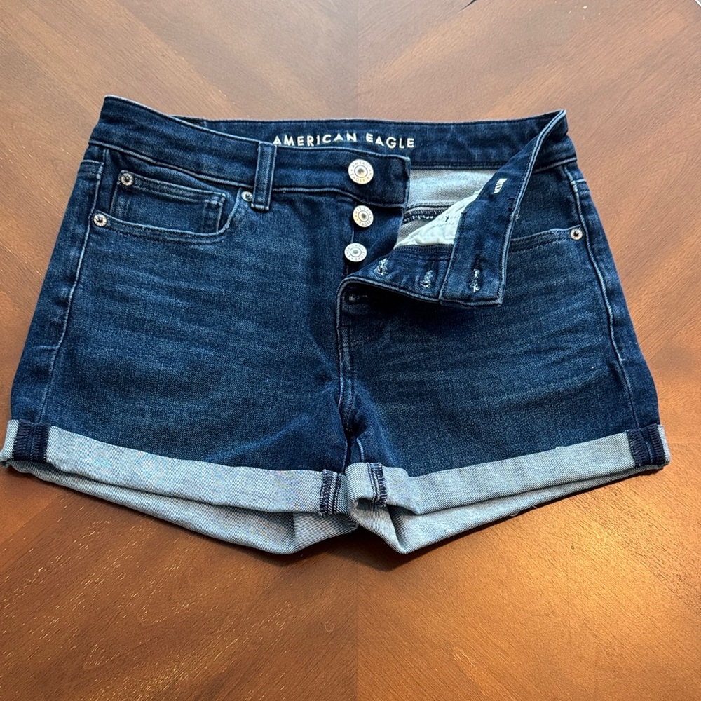 American Eagle Outfitters Dark Blue Jean Shorts Button Fly never worn